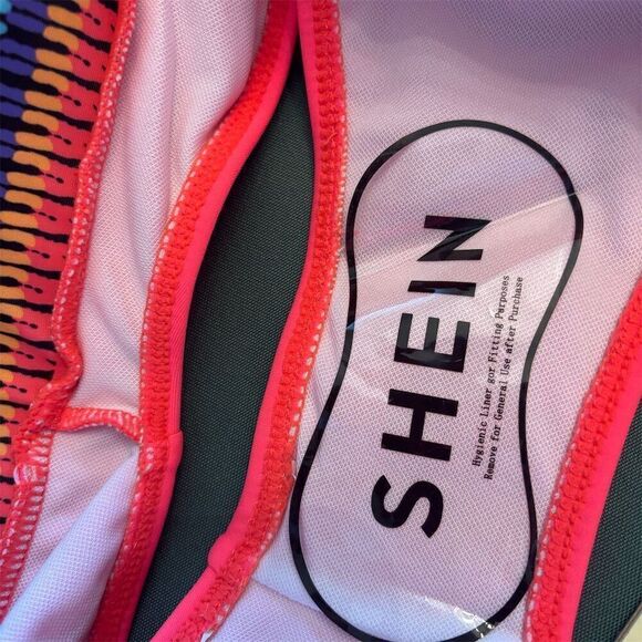 SHEIN Women's Small Neon Pink One-Shoulder Bikini Set 2 Piece - Picture 7 of 8